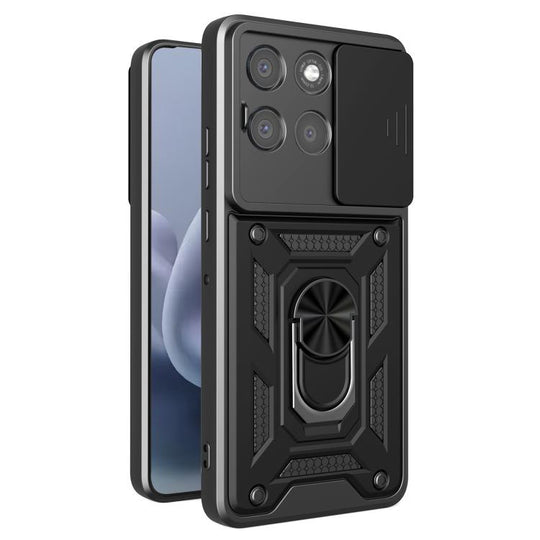 For Motorola Moto G86 Power Sliding Camera Cover Design TPU+PC Phone Case(Black)