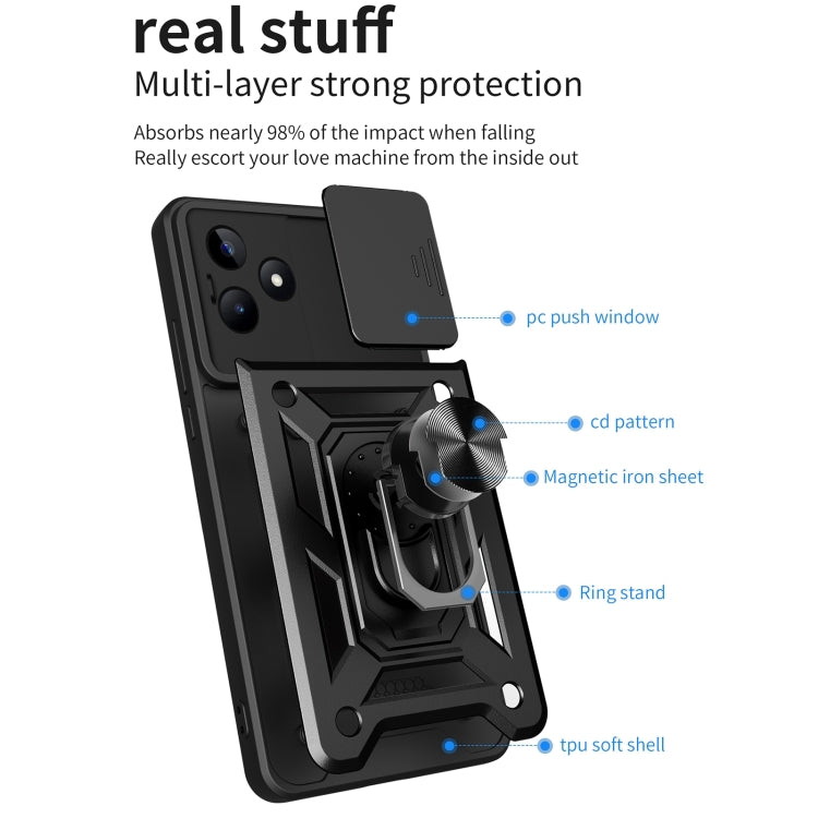 For Realme C53 4G / Narzo N53 4G Sliding Camera Cover Design TPU+PC Phone Case(Black) by buy2fix
