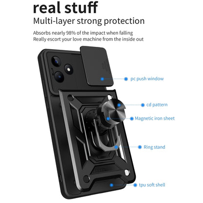 For Realme C53 4G / Narzo N53 4G Sliding Camera Cover Design TPU+PC Phone Case(Black) by buy2fix