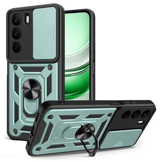For Realme C71 4G Sliding Camera Cover Design TPU+PC Phone Case(Mint Green)