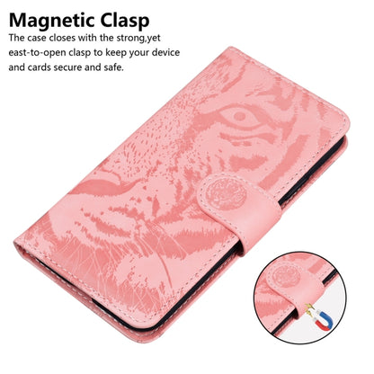 For Samsung Galaxy S24 Ultra 5G Tiger Embossing Pattern Flip Leather Phone Case(Pink) - Galaxy S24 Ultra 5G Cases by buy2fix | Online Shopping UK | buy2fix