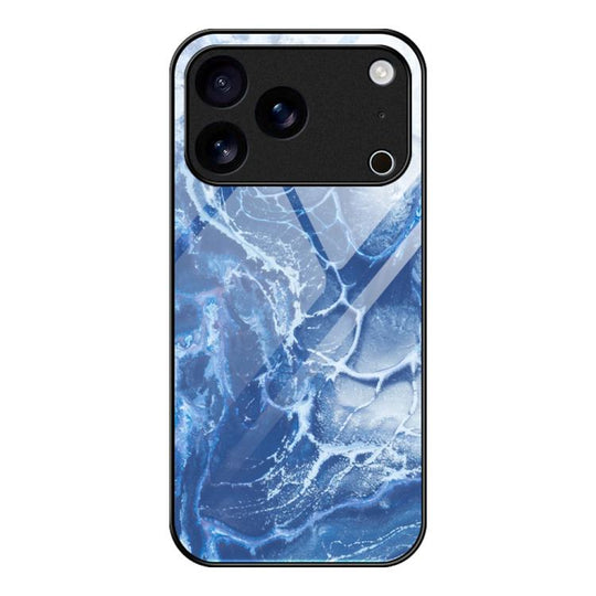 For iPhone 18 Pro Max / 17 Pro Max Marble Pattern Glass Protective Phone Case(Blue Ocean)