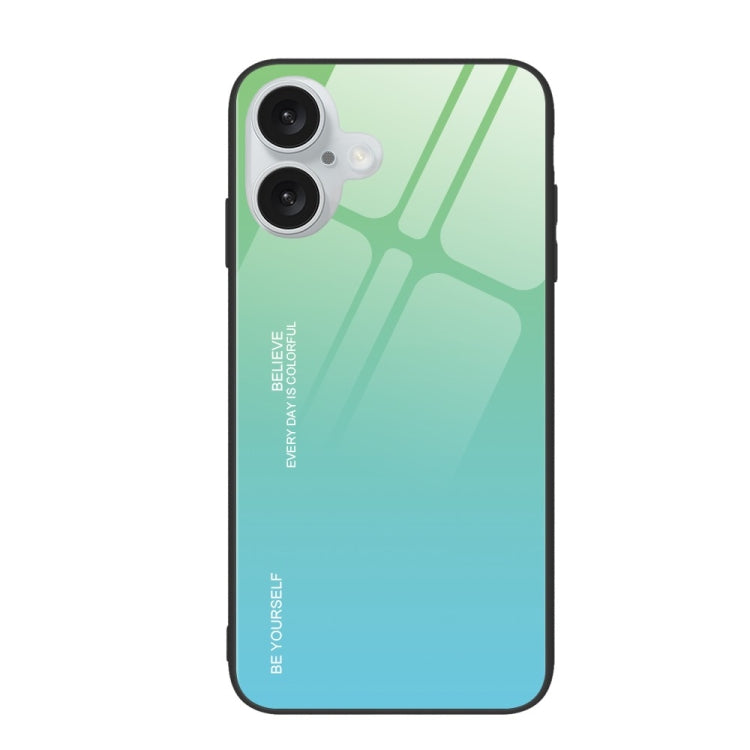 For iPhone 16 Plus Gradient Color Glass Phone Case(Green Cyan) - iPhone 16 Plus Cases by buy2fix | Online Shopping UK | buy2fix