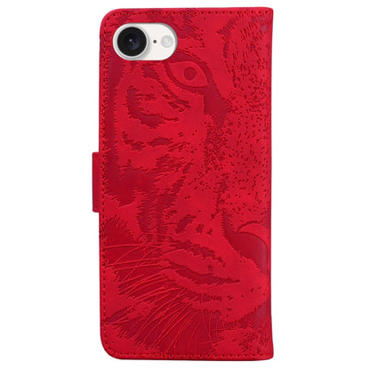 For iPhone SE 2024 Tiger Embossing Pattern Leather Phone Case(Red) - More iPhone Cases by buy2fix | Online Shopping UK | buy2fix