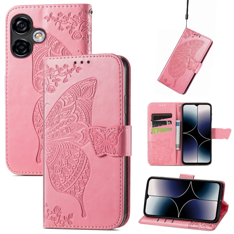 For Ulefone Note 16 Pro Butterfly Love Flower Embossed Leather Phone Case(Pink) - Ulefone Cases by buy2fix | Online Shopping UK | buy2fix