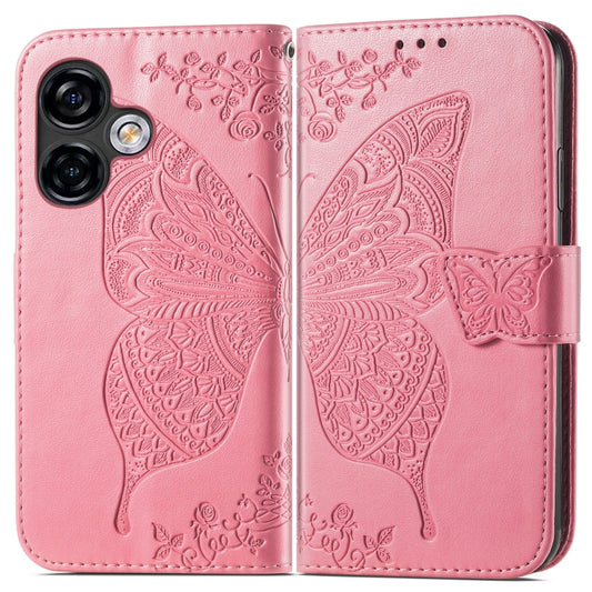 For Ulefone Note 16 Pro Butterfly Love Flower Embossed Leather Phone Case(Pink) by buy2fix