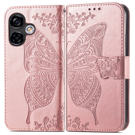 For Ulefone Note 16 Pro Butterfly Love Flower Embossed Leather Phone Case(Rose Gold) by buy2fix