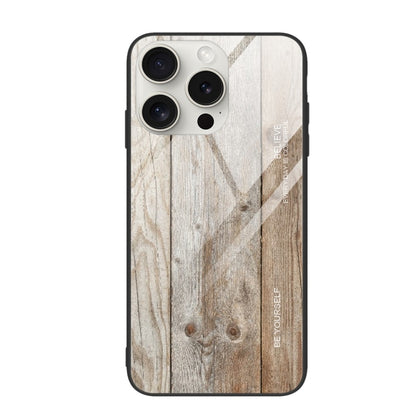 For iPhone 16 Pro Max Wood Grain Glass Phone Case(Grey) - iPhone 16 Pro Max Cases by buy2fix | Online Shopping UK | buy2fix