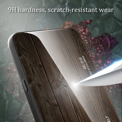 For iPhone Air Wood Grain Glass Phone Case(Black) - iPhone Air Cases by buy2fix | Online Shopping UK | buy2fix