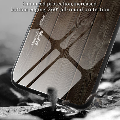 For iPhone Air Wood Grain Glass Phone Case(Light Brown) - iPhone Air Cases by buy2fix | Online Shopping UK | buy2fix