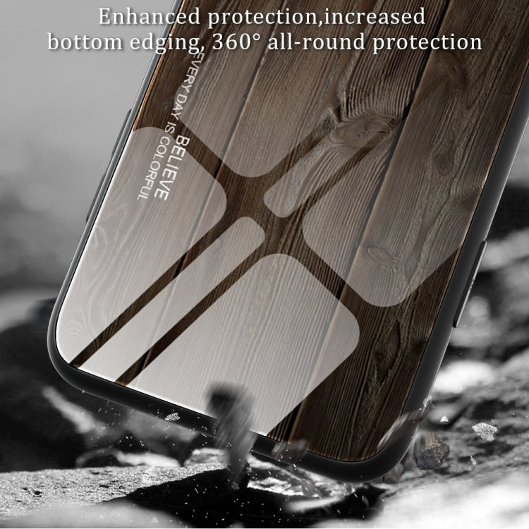 For iPhone Air Wood Grain Glass Phone Case(Dark Brown) - iPhone Air Cases by buy2fix | Online Shopping UK | buy2fix
