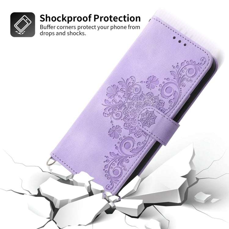 For Xiaomi Redmi A3 Skin-feel Flowers Embossed Wallet Leather Phone Case(Purple) - Xiaomi Cases by buy2fix | Online Shopping UK | buy2fix