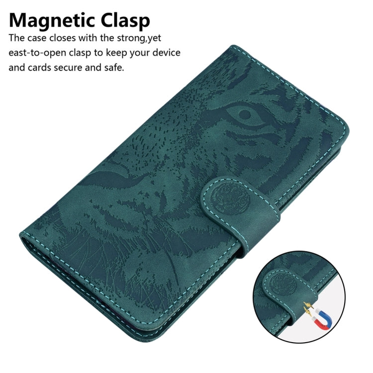 For Xiaomi Redmi Note 13 Pro 5G Tiger Embossing Pattern Leather Phone Case(Green) - Note 13 Pro Cases by buy2fix | Online Shopping UK | buy2fix