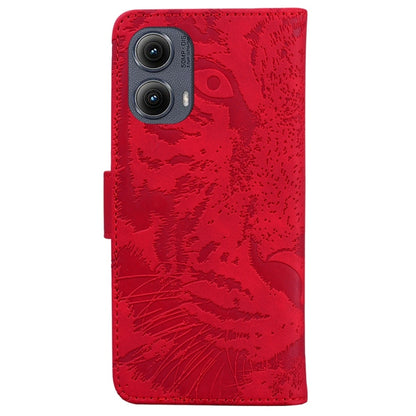 For Motorola Edge 2024 Tiger Embossing Pattern Flip Leather Phone Case(Red) by buy2fix