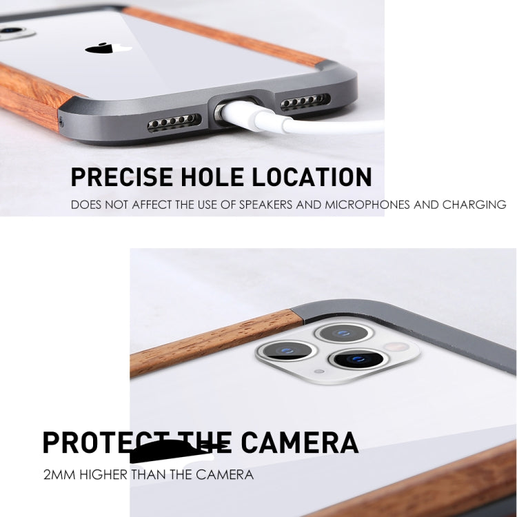 For iPhone 11 R-JUST Metal + Wood Frame Protective Case - iPhone 11 Cases by R-JUST | Online Shopping UK | buy2fix