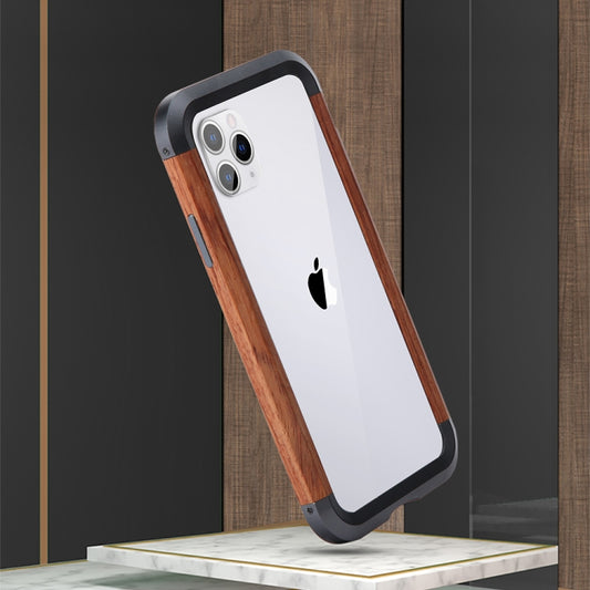 For iPhone 11 Pro Max R-JUST Metal + Wood Frame Protective Case by R-JUST