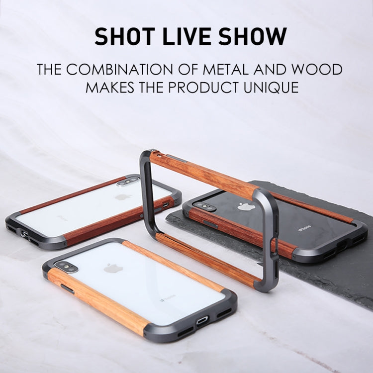 For iPhone XR R-JUST Metal + Wood Frame Protective Case - More iPhone Cases by R-JUST | Online Shopping UK | buy2fix