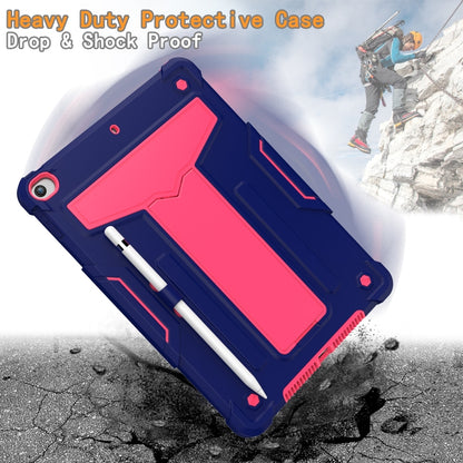 For iPad 10.2 / iPad Pro 10.5 T-shaped Bracket Contrast Color Shockproof PC + Silicone Flat Protective Case(Navy+Rose Red) - iPad 10.2 Cases by buy2fix | Online Shopping UK | buy2fix