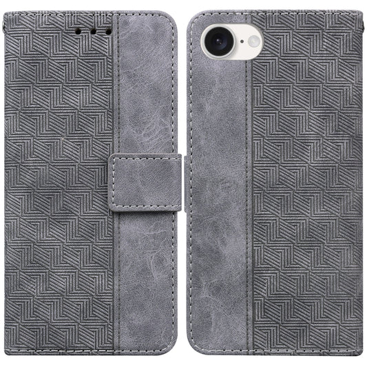 For iPhone SE 2024 Geometric Embossed Leather Phone Case(Grey) - More iPhone Cases by buy2fix | Online Shopping UK | buy2fix