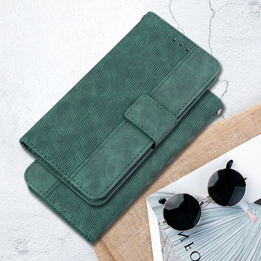 For iPhone 16 Geometric Embossed Leather Phone Case(Green) by buy2fix