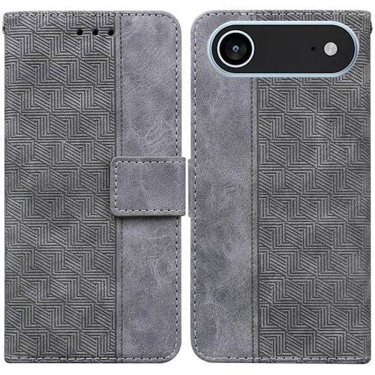 For iPhone Air Geometric Embossed Leather Phone Case(Grey) - iPhone Air Cases by buy2fix | Online Shopping UK | buy2fix