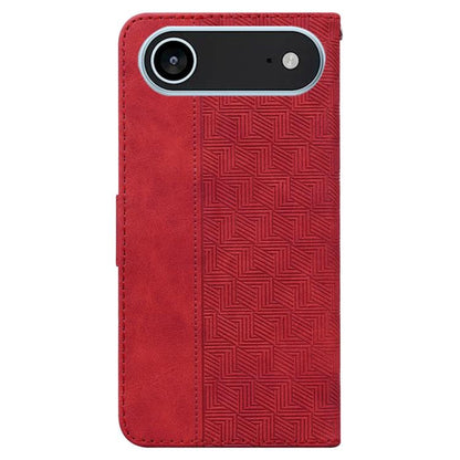 For iPhone Air Geometric Embossed Leather Phone Case(Red) - iPhone Air Cases by buy2fix | Online Shopping UK | buy2fix