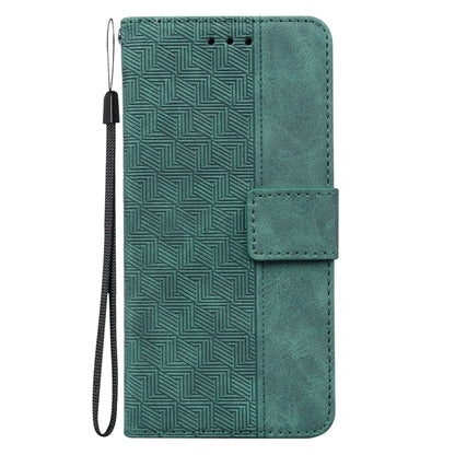 For Xiaomi Redmi Note 13 5G Geometric Embossed Leather Phone Case(Green) - Note 13 Cases by buy2fix | Online Shopping UK | buy2fix