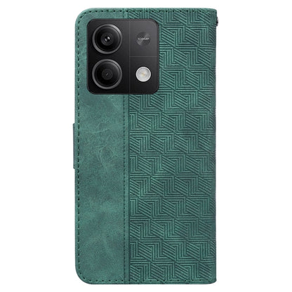 For Xiaomi Redmi Note 13 5G Geometric Embossed Leather Phone Case(Green) - Note 13 Cases by buy2fix | Online Shopping UK | buy2fix