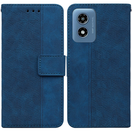 For Motorola Moto G Play 4G 2024 Geometric Embossed Leather Phone Case(Blue) - Motorola Cases by buy2fix | Online Shopping UK | buy2fix