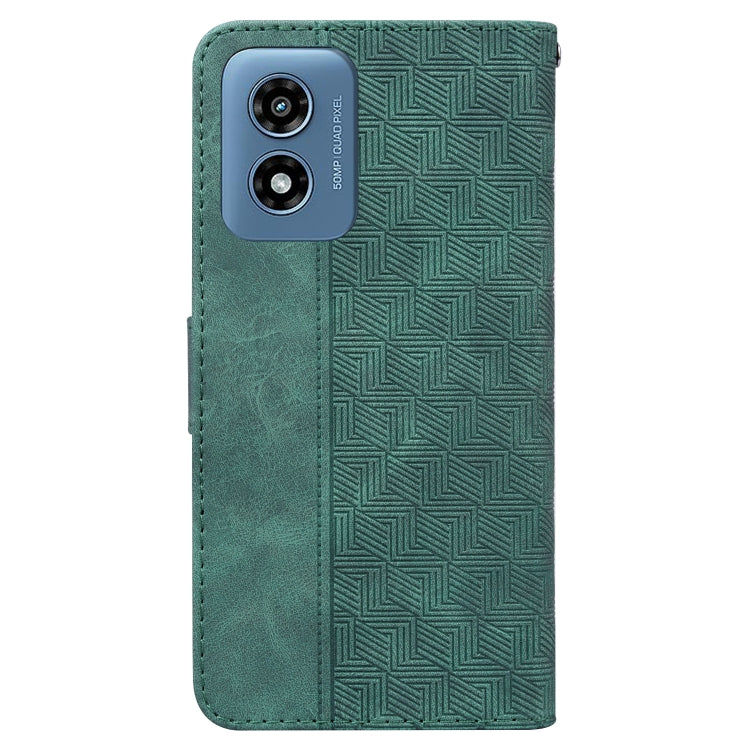 For Motorola Moto G Play 4G 2024 Geometric Embossed Leather Phone Case(Green) - Motorola Cases by buy2fix | Online Shopping UK | buy2fix