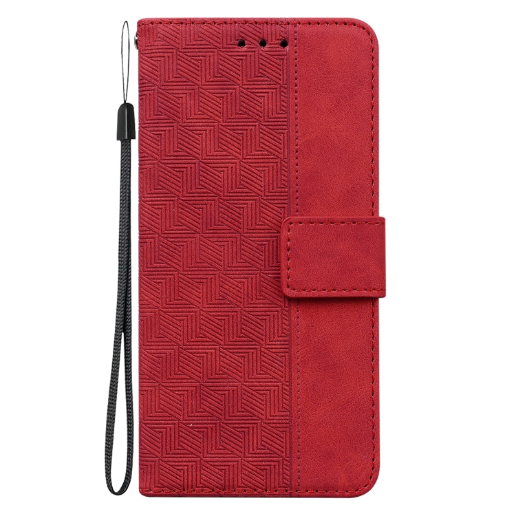 For Motorola Moto G Play 4G 2024 Geometric Embossed Leather Phone Case(Red) - Motorola Cases by buy2fix | Online Shopping UK | buy2fix