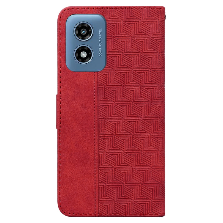 For Motorola Moto G Play 4G 2024 Geometric Embossed Leather Phone Case(Red) - Motorola Cases by buy2fix | Online Shopping UK | buy2fix