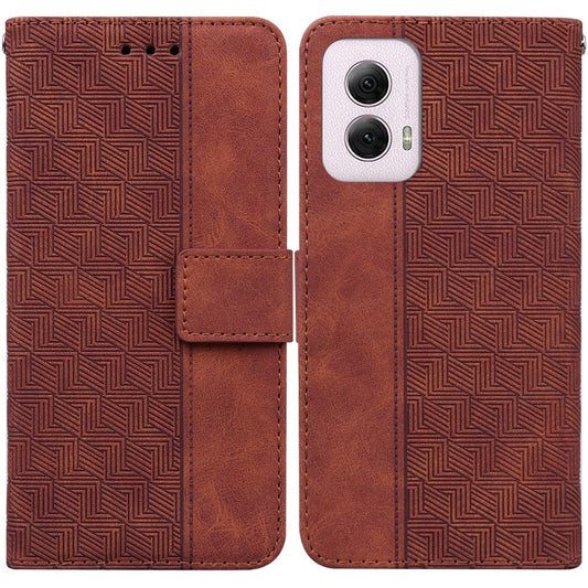 For Motorola Moto G Power 5G 2024 Geometric Embossed Leather Phone Case(Brown) - Motorola Cases by buy2fix | Online Shopping UK | buy2fix