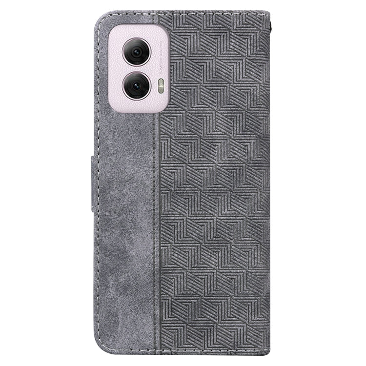 For Motorola Moto G Power 5G 2024 Geometric Embossed Leather Phone Case(Grey) - Motorola Cases by buy2fix | Online Shopping UK | buy2fix