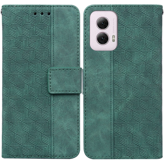 For Motorola Moto G Power 5G 2024 Geometric Embossed Leather Phone Case(Green) - Motorola Cases by buy2fix | Online Shopping UK | buy2fix