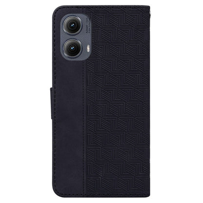 For Motorola Edge 2024 Geometric Embossed Leather Phone Case(Black) - Motorola Cases by buy2fix | Online Shopping UK | buy2fix