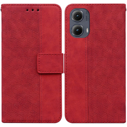 For Motorola Edge 2024 Geometric Embossed Leather Phone Case(Red) - Motorola Cases by buy2fix | Online Shopping UK | buy2fix