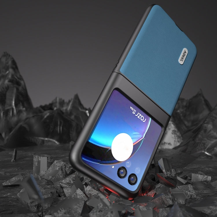 For Motorola Razr 40 Ultra ABEEL Haze Texture PU Phone Case(Sky Blue) by buy2fix