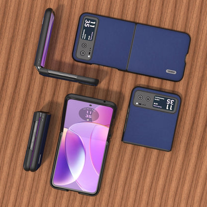 For Motorola Razr 40 ABEEL Haze Texture PU Phone Case(Dark Blue) by buy2fix