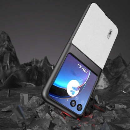 For Motorola Razr 40 Ultra ABEEL Dual Color Lichi Texture PU Phone Case(White) by buy2fix