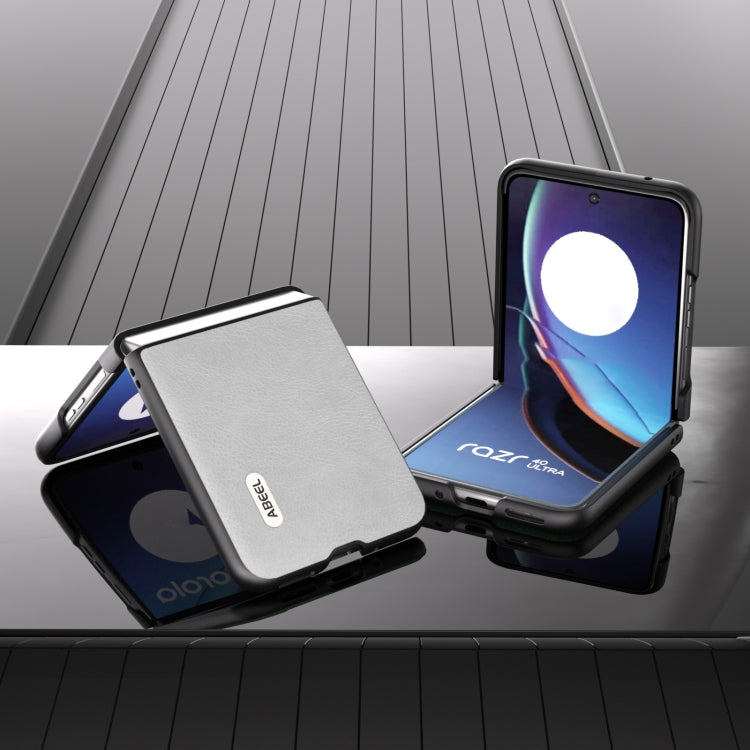 For Motorola Razr 40 Ultra ABEEL Dual Color Lichi Texture PU Phone Case(White) by buy2fix