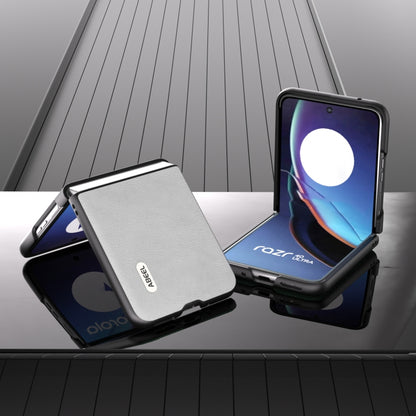 For Motorola Razr 40 Ultra ABEEL Dual Color Lichi Texture PU Phone Case(White) by buy2fix