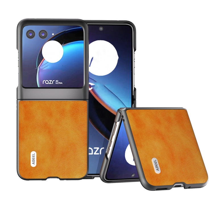 For Motorola Razr 40 Ultra ABEEL Dual Color Lichi Texture PU Phone Case(Orange) by buy2fix