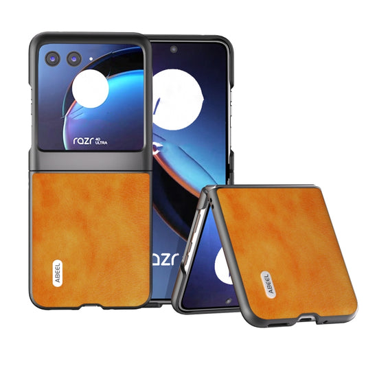 For Motorola Razr 40 Ultra ABEEL Dual Color Lichi Texture PU Phone Case(Orange) by buy2fix