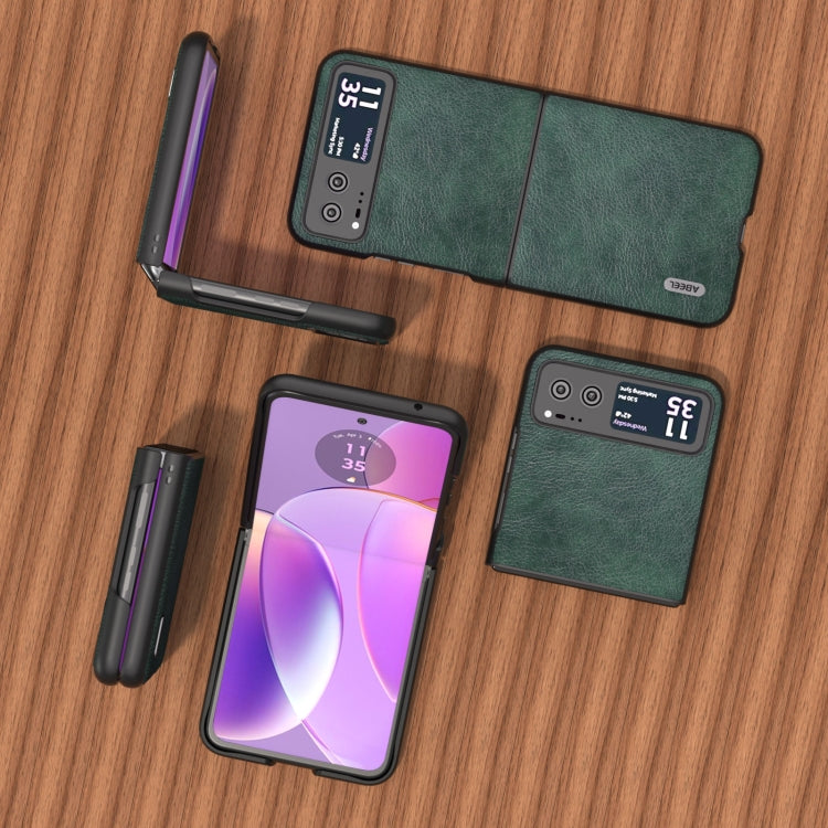 For Motorola Razr 40 ABEEL Dual Color Lichi Texture PU Phone Case(Green) by buy2fix