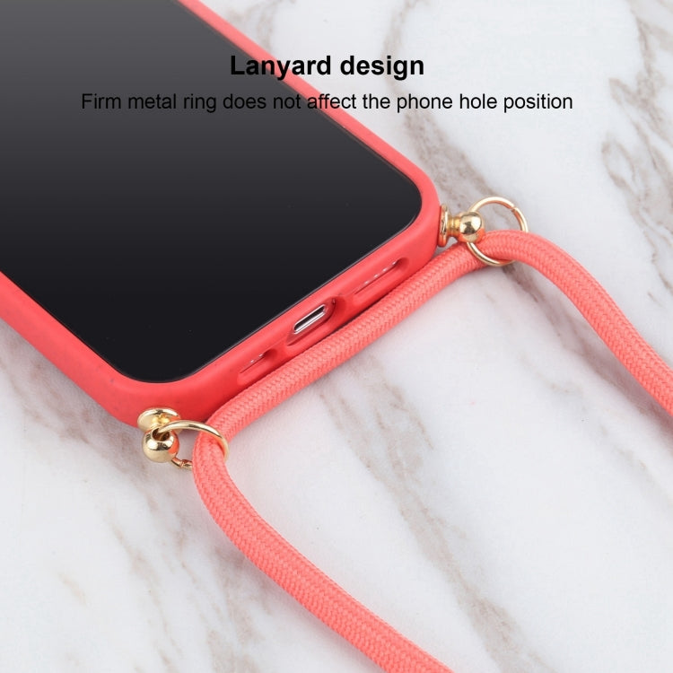 For iPhone 16 Wheat Straw TPU Shockproof Phone Case with Neck Lanyard(Red) - iPhone 16 Cases by buy2fix | Online Shopping UK | buy2fix