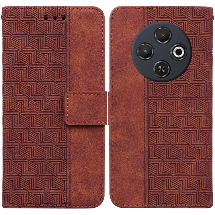 For Tecno Spark 30C Geometric Embossed Leather Phone Case(Brown) - Tecno Cases by buy2fix | Online Shopping UK | buy2fix