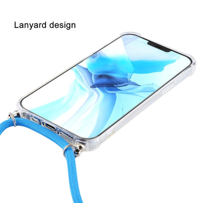 For iPhone 16 Four-Corner Shockproof Transparent TPU Case with Lanyard(Green Blue White) - iPhone 16 Cases by buy2fix | Online Shopping UK | buy2fix