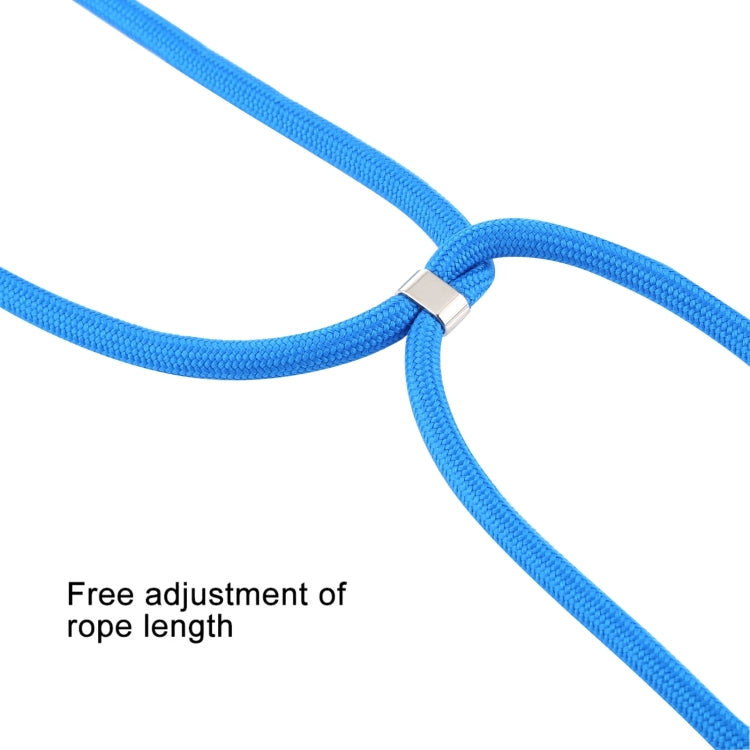 For iPhone 16 Four-Corner Shockproof Transparent TPU Case with Lanyard(Purple Blue Yellow) by buy2fix