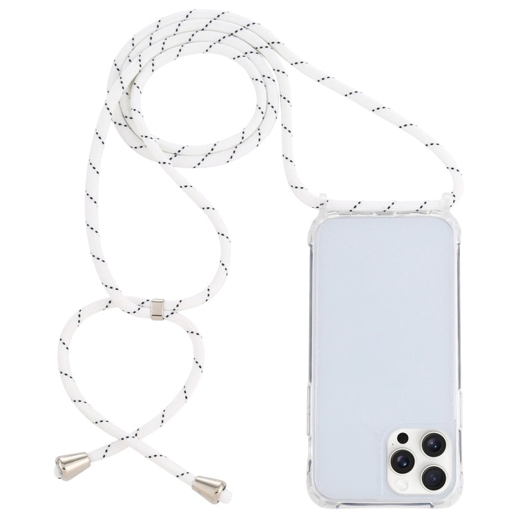 For iPhone 16 Pro Max Transparent Acrylic Airbag Shockproof Phone Protective Case with Lanyard(White Grey Fine Lines) - iPhone 16 Pro Max Cases by buy2fix | Online Shopping UK | buy2fix